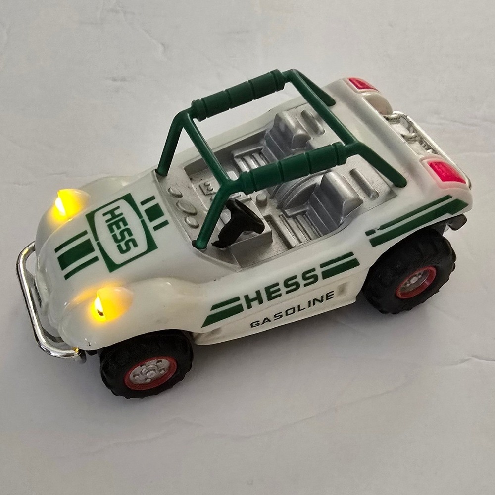 Vintage 1998 Hess Toy Dune Buggy White Green Gasoline Lights Tested Works